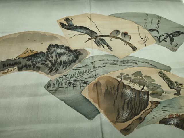 平和屋着物▼男性 和装小物 羽裏まとめて5点 肩裏 手描き 昇り龍 エビ 大名行列 風景文 金彩 全て正絹 逸品 未使用CABL2415ju