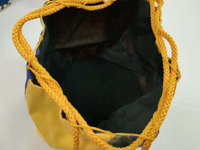 平和屋着物▼和装小物 和装バッグ 巾着まとめて5点 江戸小紋 切嵌寄せ小紋柄 梅 蝶 紬地 綿 浴衣 未使用あり 逸品 CABL2428ju