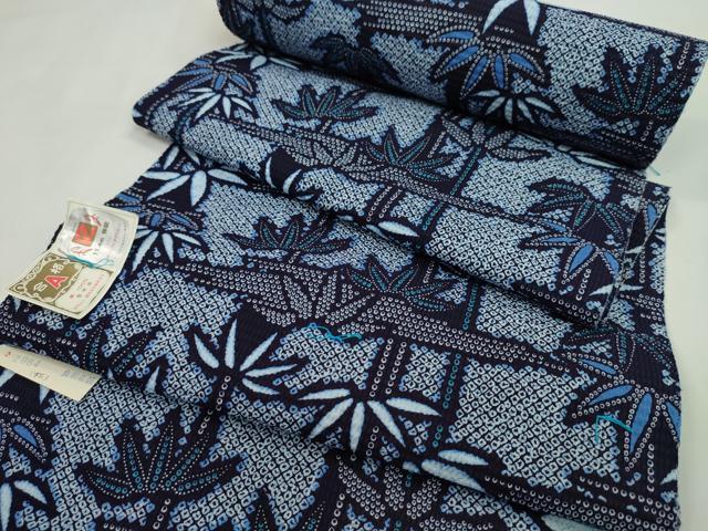 平和屋着物*夏物 浴衣 反物 霞笹文 堅牢染 リップル地 綿 着尺 逸品 未使用 CABL2540ju