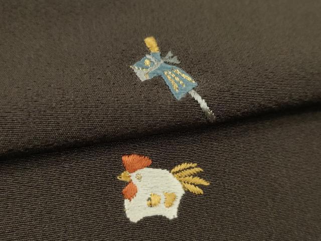 平和屋着物●付下げ 反物 総刺繍 十二支 蛍暈し 紅消鼠色 金糸 丹後ちりめん 着尺 逸品 未使用 CABL2624ju