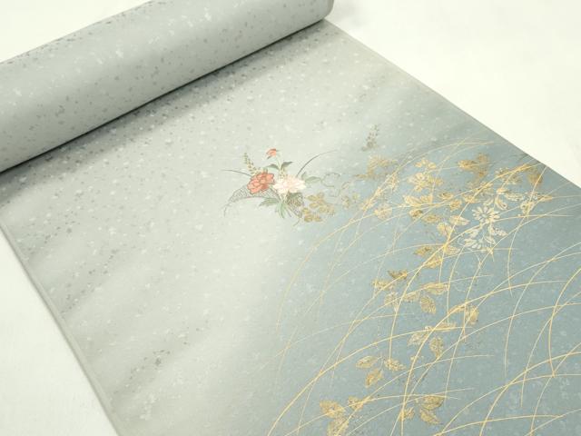 平和屋着物●付下げ 反物 刺繍 雪輪蔦の葉花文 暈し染め 金彩 着尺 逸品 未使用 CABL2632ju