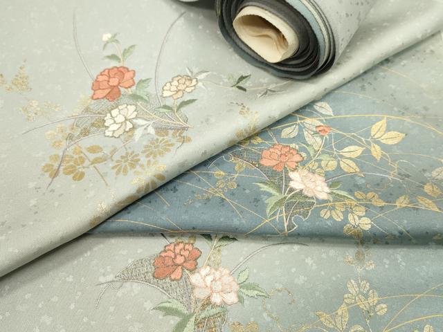 平和屋着物●付下げ 反物 刺繍 雪輪蔦の葉花文 暈し染め 金彩 着尺 逸品 未使用 CABL2632ju