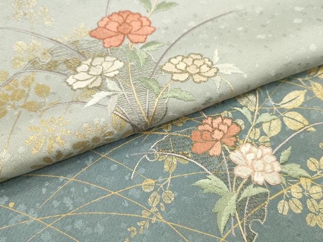 平和屋着物●付下げ 反物 刺繍 雪輪蔦の葉花文 暈し染め 金彩 着尺 逸品 未使用 CABL2632ju