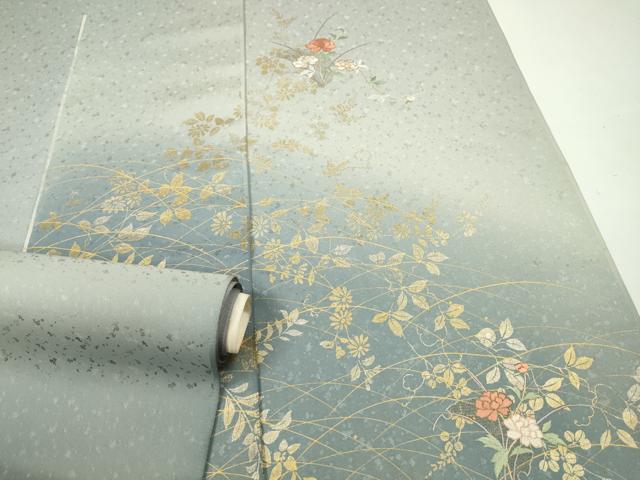 平和屋着物●付下げ 反物 刺繍 雪輪蔦の葉花文 暈し染め 金彩 着尺 逸品 未使用 CABL2632ju