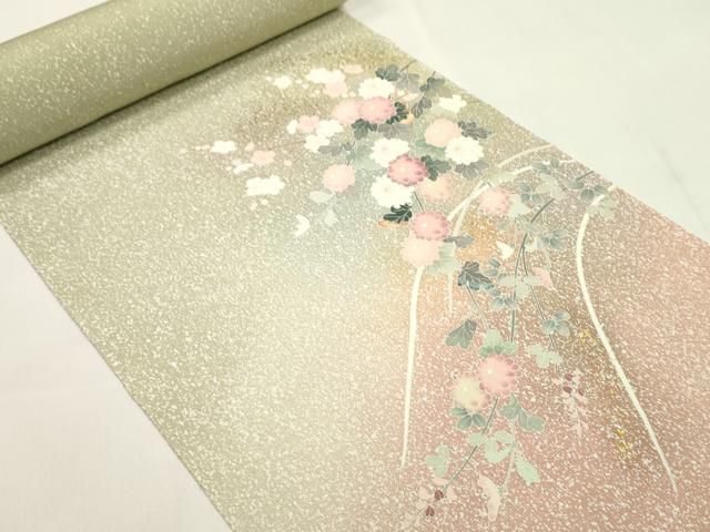 平和屋着物●付下げ 反物 枝花文 暈し染め 金銀彩 丹後ちりめん 着尺 逸品 未使用 CABL2636ju