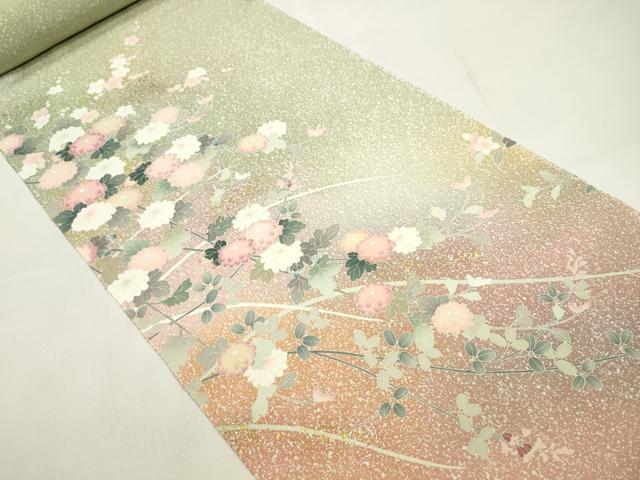 平和屋着物●付下げ 反物 枝花文 暈し染め 金銀彩 丹後ちりめん 着尺 逸品 未使用 CABL2636ju