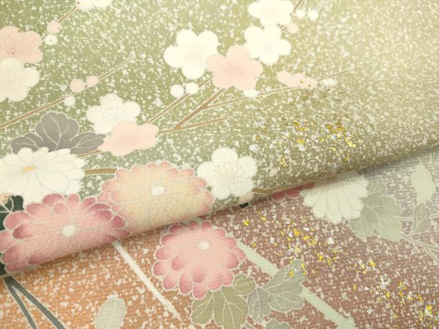 平和屋着物●付下げ 反物 枝花文 暈し染め 金銀彩 丹後ちりめん 着尺 逸品 未使用 CABL2636ju