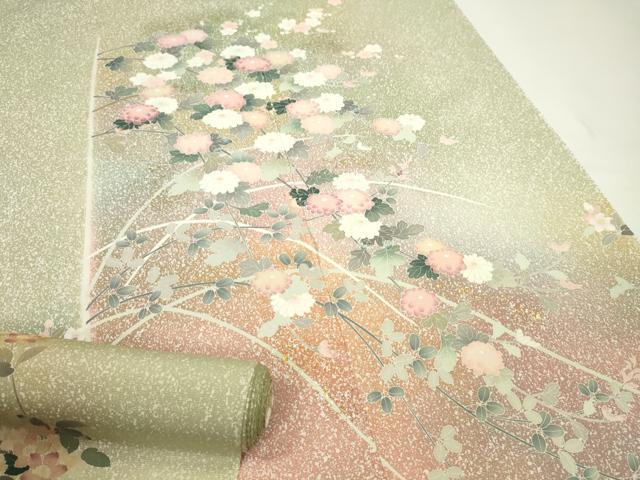 平和屋着物●付下げ 反物 枝花文 暈し染め 金銀彩 丹後ちりめん 着尺 逸品 未使用 CABL2636ju