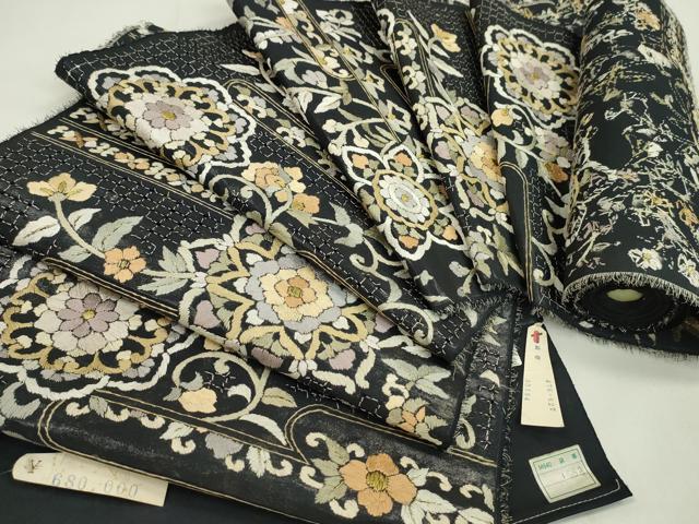 平和屋着物●極上 中国三大刺繍 スワトウ刺繍 総刺繍 六通柄 袋帯 反物 エ霞正倉院花文 金糸 上代68万 裏地付 逸品 未使用CABL2650ju