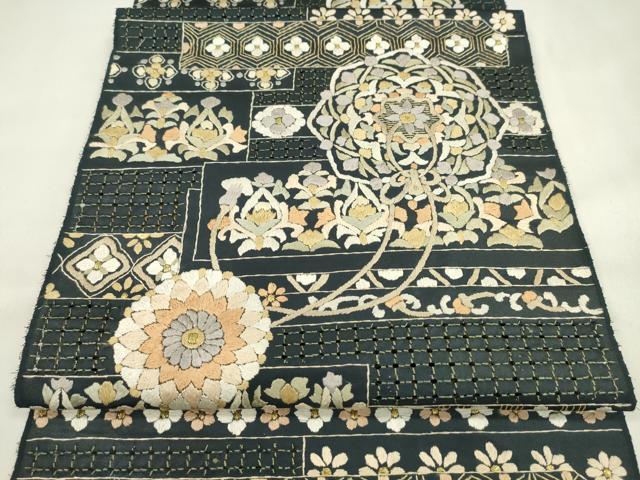 平和屋着物●極上 中国三大刺繍 スワトウ刺繍 総刺繍 六通柄 袋帯 反物 鏡裏花文 金糸 上代68万 裏地付 逸品 未使用 CABL2651ju