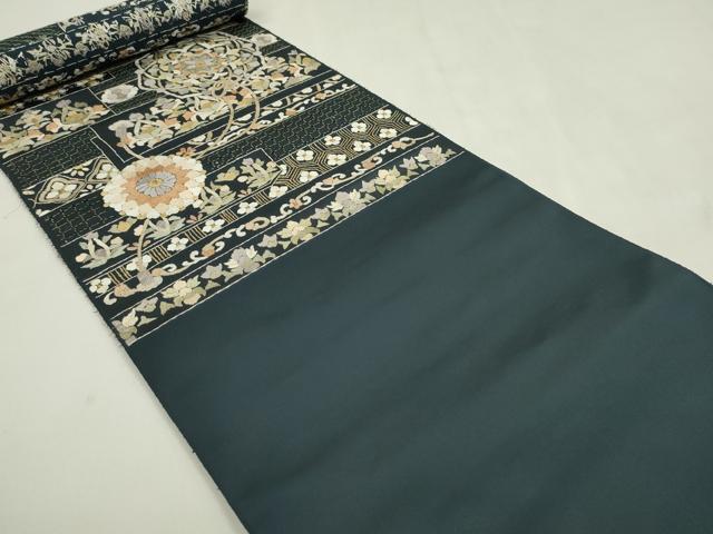 平和屋着物●極上 中国三大刺繍 スワトウ刺繍 総刺繍 六通柄 袋帯 反物 鏡裏花文 金糸 上代68万 裏地付 逸品 未使用 CABL2651ju