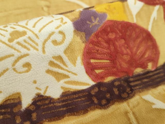 平和屋着物●名古屋帯 反物 ろうけつ染め 流水草花文 逸品 未使用 CABL2658ju