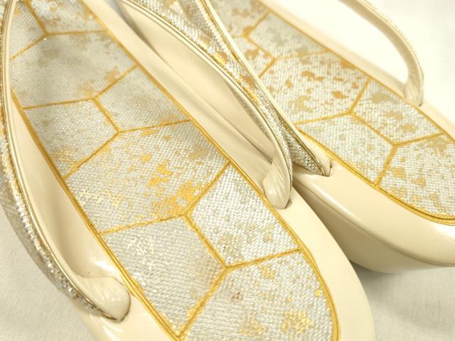 平和屋着物▼和装小物 和装草履まとめて3足 礼装用 七宝文 亀甲 シルバー 花嫁 白無垢 金銀糸 Mサイズ 逸品 CABL2675ju