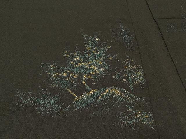 平和屋着物#羽織 寿光織 風景文 黒地 金糸 正絹 逸品 CABL2804in