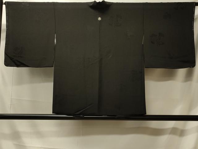 平和屋着物#羽織 馬地紋 黒地 正絹 逸品 未使用 CABL2807in