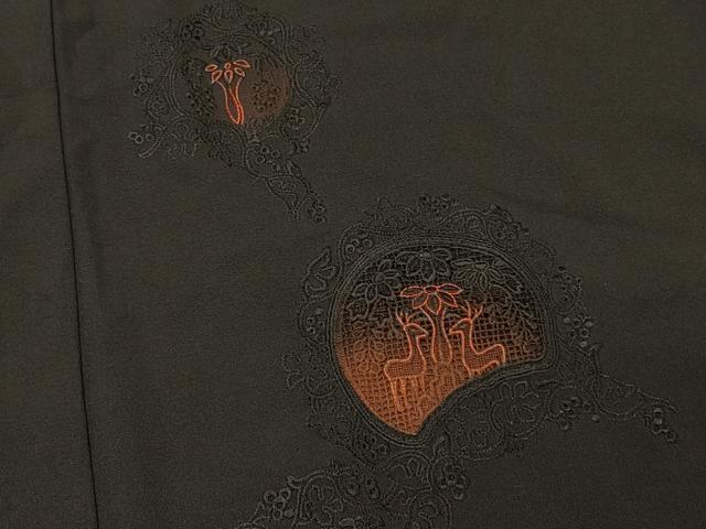 平和屋着物#羽織 総刺繍 動物花文 黒地 正絹 逸品 CABL2808in