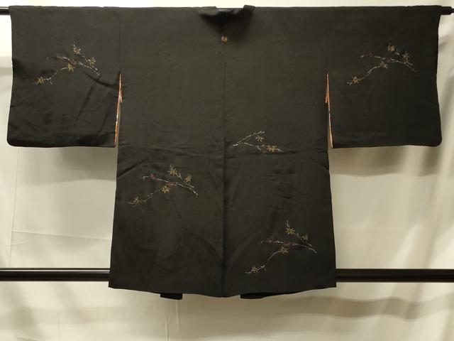 平和屋着物#羽織 寿光織 枝楓文 黒地 金銀糸 正絹 逸品 CABL2809in