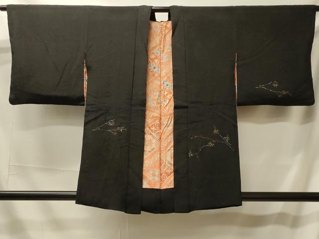 平和屋着物#羽織 寿光織 枝楓文 黒地 金銀糸 正絹 逸品 CABL2809in