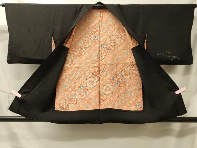 平和屋着物#羽織 寿光織 枝楓文 黒地 金銀糸 正絹 逸品 CABL2809in