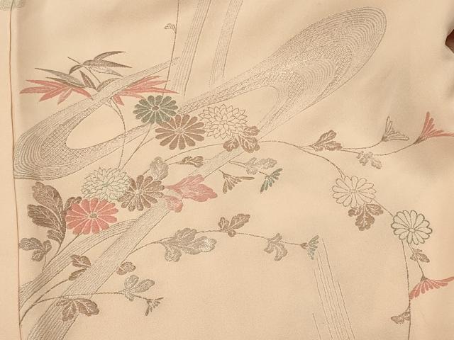 平和屋着物#羽織 寿光織 流水草花文 銀糸 正絹 逸品 CABL2814in