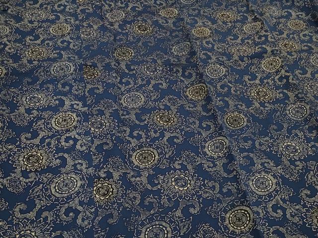 平和屋着物#道行コート 藍型染め 更紗花唐草文 正絹 逸品 CABL2833in