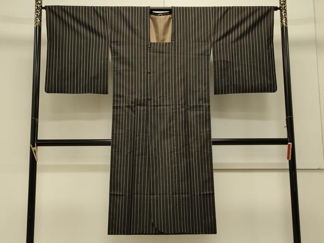 平和屋着物#本場縞大島紬 道行コート 縞 ロング丈 正絹 逸品 CABL2883in