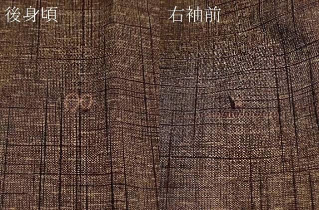 平和屋着物#道中着 紬地 単衣 格子 ロング丈 正絹 逸品 CABL2902in