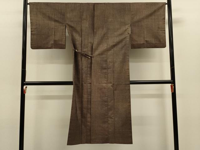 平和屋着物#道中着 紬地 単衣 格子 ロング丈 正絹 逸品 CABL2902in