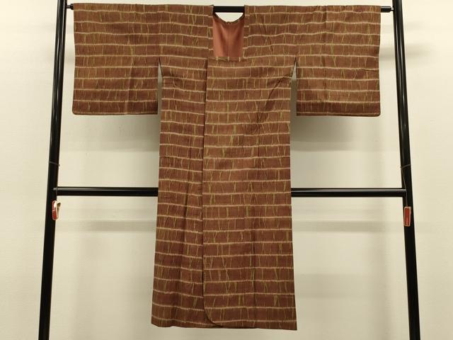 平和屋着物#道行コート 紬地 竜巻絞り 横段文 ロング丈 正絹 逸品 CABL2903in