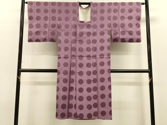 平和屋着物#道行コート 雨コート 単衣 水玉 ロング丈 正絹 逸品 CABL2904in