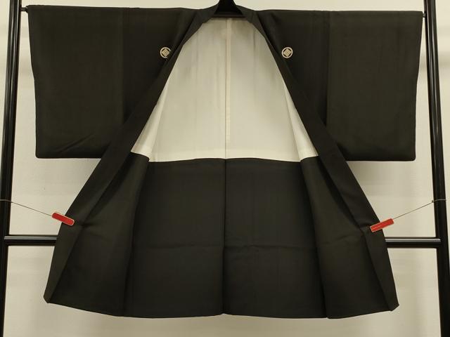 平和屋着物#男性 長羽織 黒紋付き 正絹 逸品 CABL2906in