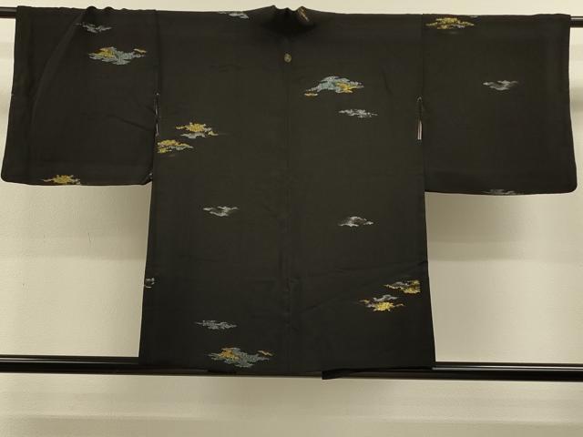 平和屋着物#羽織 寿光織 霞文 黒地 金銀糸 正絹 逸品 CABL2912in