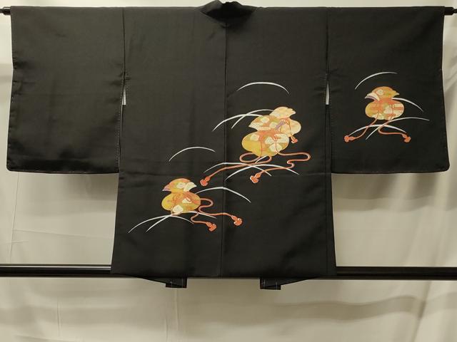 平和屋着物#羽織 駒刺繍 金嚢 黒地 金彩 正絹 逸品 未使用 CABL2924in