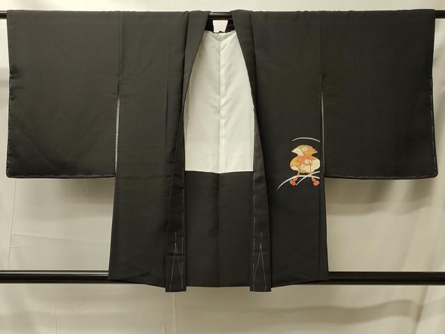 平和屋着物#羽織 駒刺繍 金嚢 黒地 金彩 正絹 逸品 未使用 CABL2924in