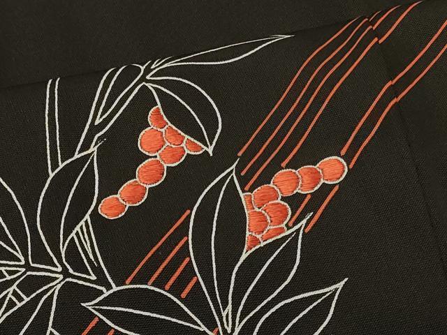 平和屋着物#羽織 刺繍 流水草花文 黒地 正絹 逸品 CABL2929in