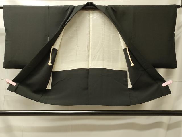 平和屋着物#羽織 枝花文 黒地 正絹 逸品 CABL2949in