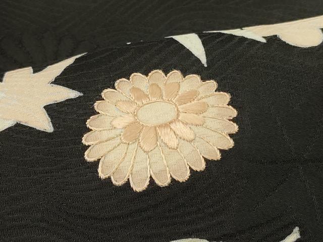 平和屋着物#羽織 刺繍 草花文 黒地 正絹 逸品 CABL2959in