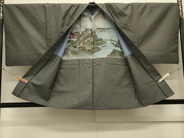 平和屋着物#男性 羽織 紬地 160亀甲 総詰め 正絹 逸品 CABL2961in