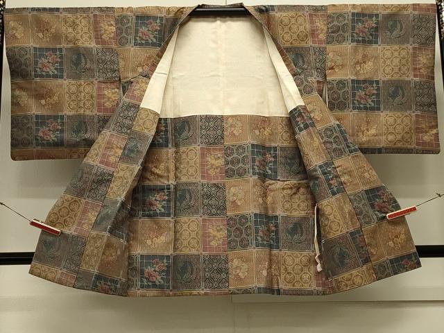 平和屋着物#道行コート お召地 天井吉祥花文 ロング丈 正絹 逸品 CABL2963in