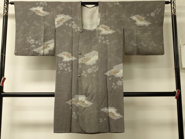 平和屋着物#道行コート 絞り 霞草花文 金彩 ロング丈 正絹 逸品 CABL2965in