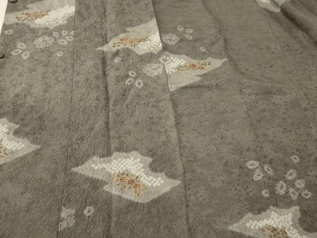 平和屋着物#道行コート 絞り 霞草花文 金彩 ロング丈 正絹 逸品 CABL2965in