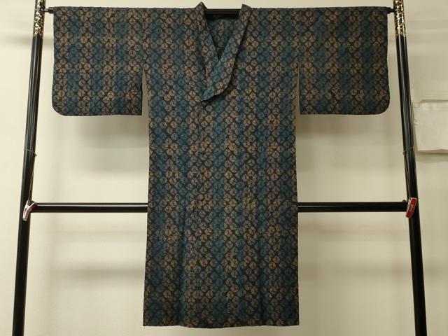平和屋着物#和装コート 単衣 紬地 蜘蛛絞り ロング丈 正絹 逸品 CABL2966in