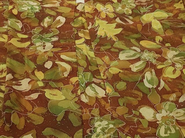 平和屋着物#羽織 ろうけつ染め 草花文 正絹 逸品 未使用 CABL2988in