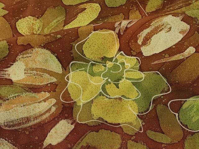 平和屋着物#羽織 ろうけつ染め 草花文 正絹 逸品 未使用 CABL2988in