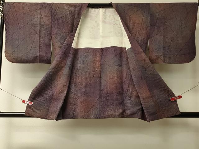 平和屋着物#道行コート 幾何学文様 暈し染め 正絹 逸品 CABL2992in