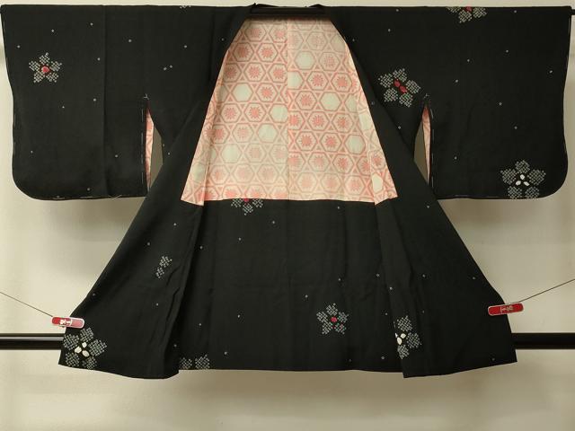 平和屋着物#道行コート 総絞り 舞花文 黒地 正絹 逸品 未使用 CABL2995in