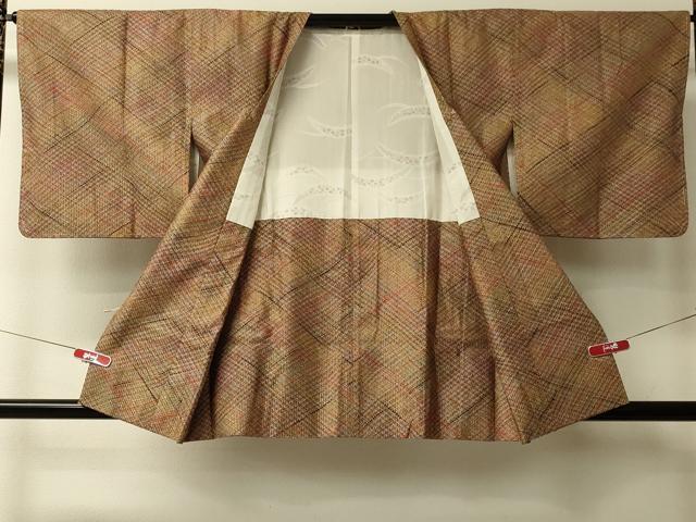 平和屋着物#道行コート 組み織 菱文 正絹 逸品 未使用 CABL2997in