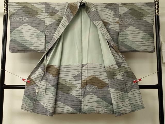 平和屋着物#道中着 幾何学七宝文 ロング丈 正絹 逸品 CABL3007in