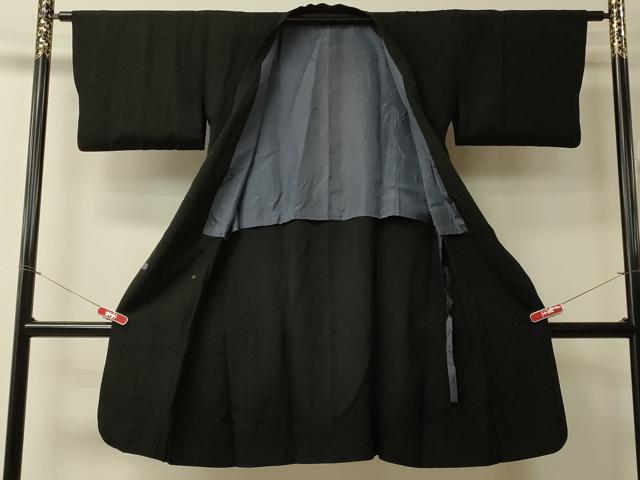 平和屋着物#和装コート 黒地 ロング丈 正絹 逸品 CABL3013in