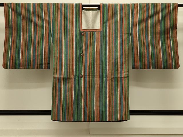 平和屋着物#道行コート 紬地 間道 正絹 逸品 CABL3024in